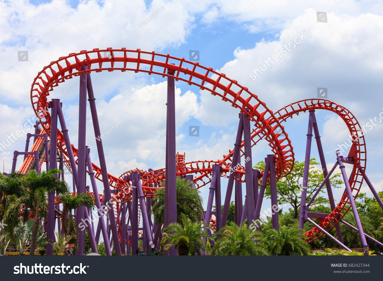 Roller Coaster Twisting Rail Track Structure Stock Photo 682427344 ...