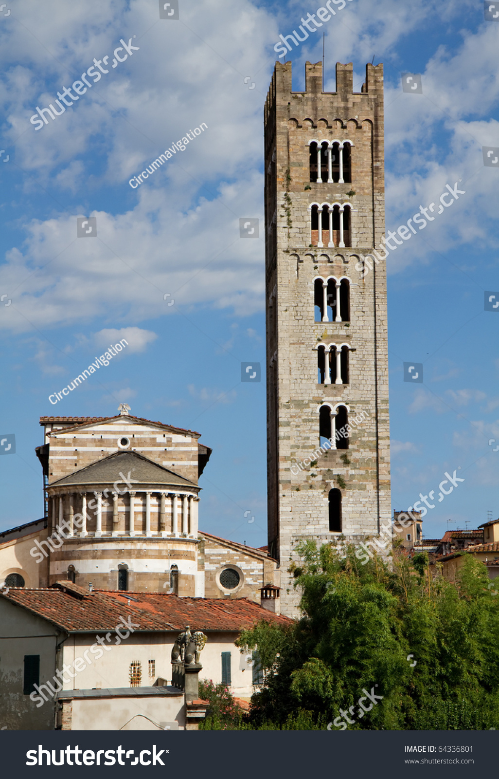 Romanesque Bell Tower San Frediano Lucca Stock Photo 64336801 ...