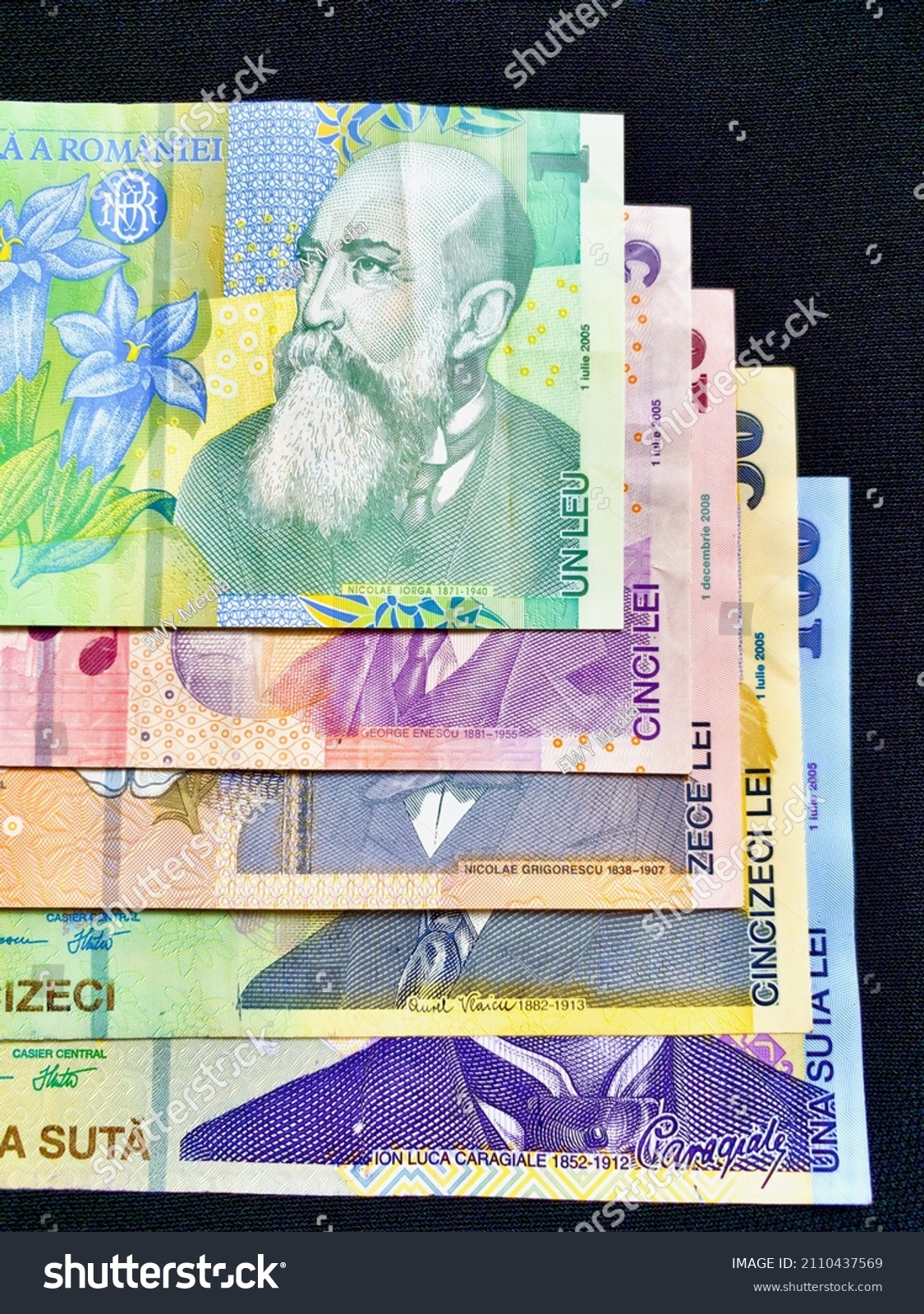 Romania 2021 Romanian Leu Currency Romania Stock Photo (Edit Now