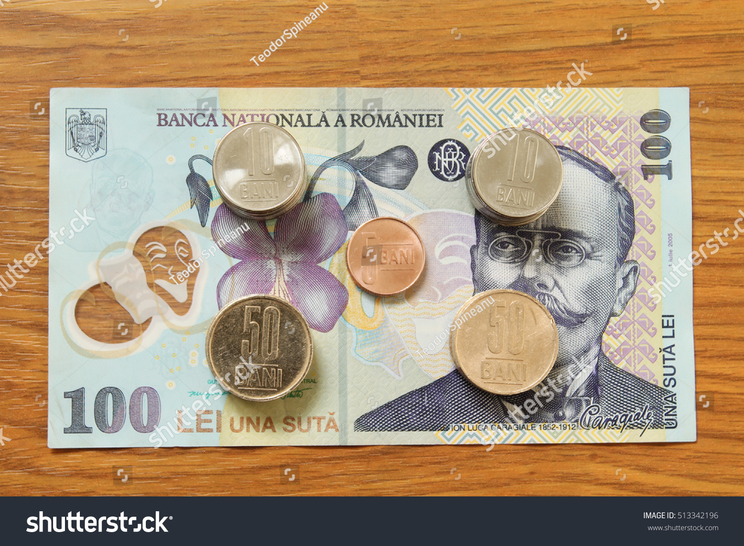 romanian money 100 lei coins5 bani10 stock photo 513342196 shutterstock