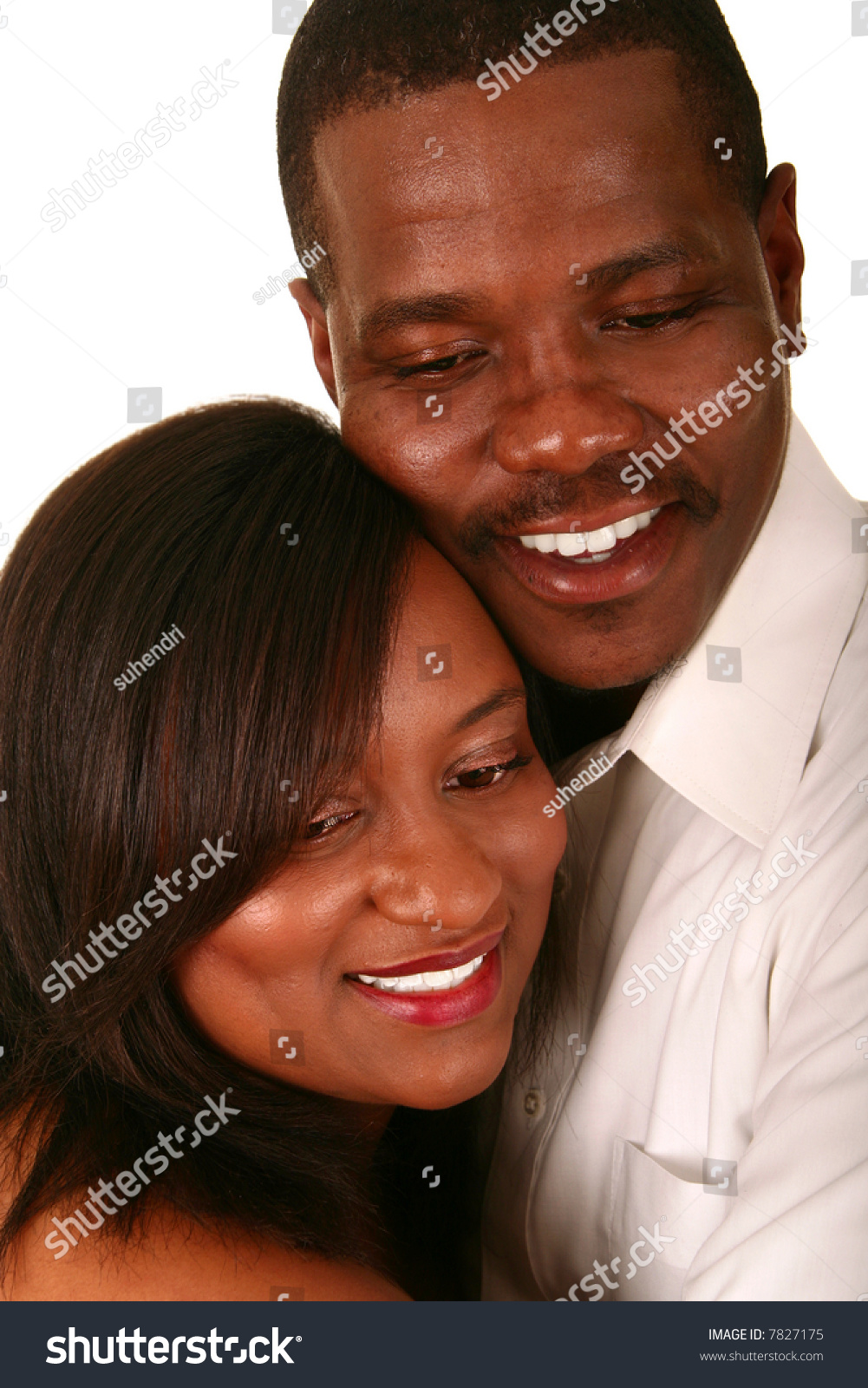 Romantic African American Couple Holding Each Other Closely Stock Photo ...