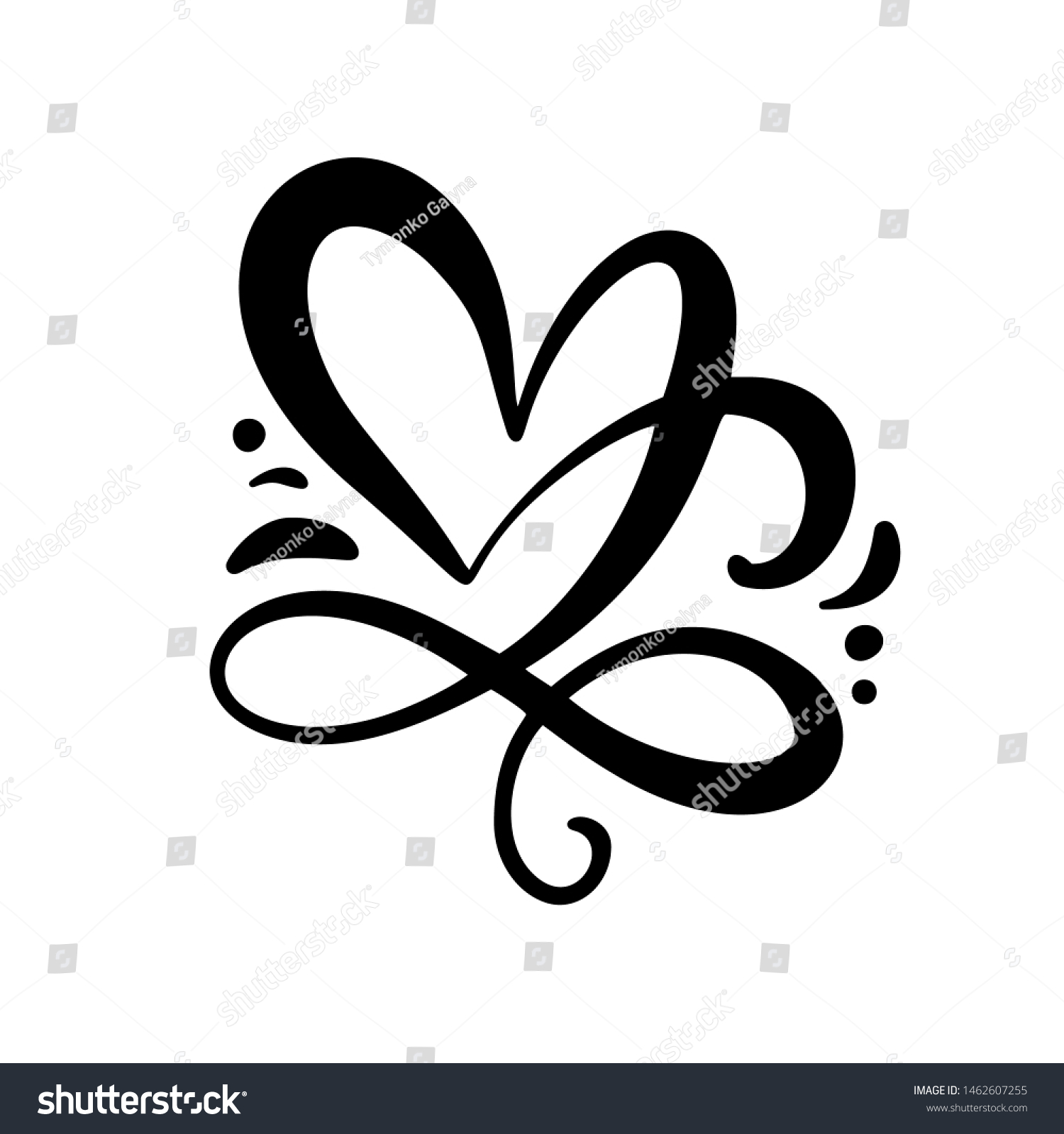 Romantic Calligraphy Heart Love Sign Hand Stock Illustration 1462607255 ...