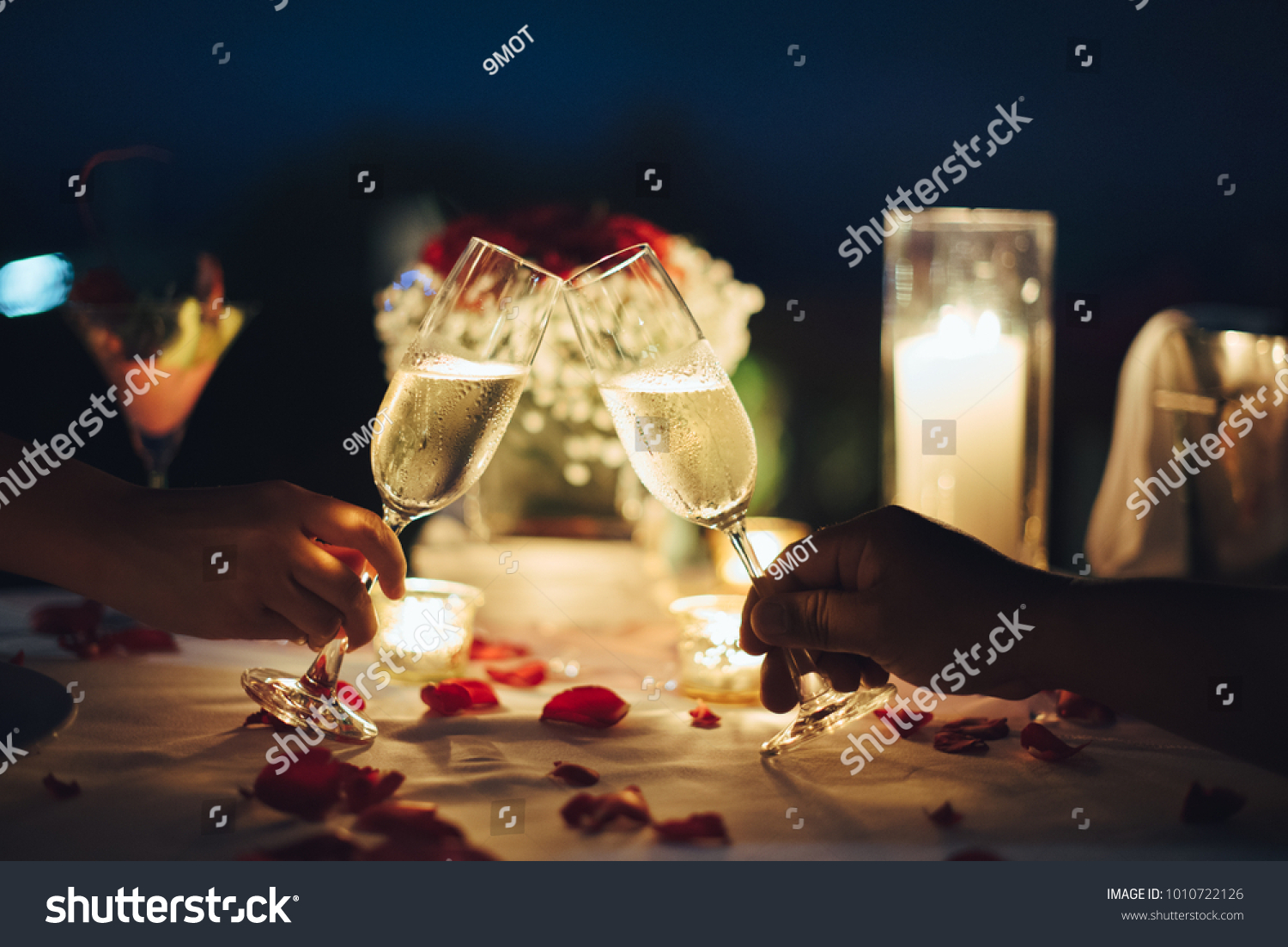 stock photo romantic candlelight dinner table setup man