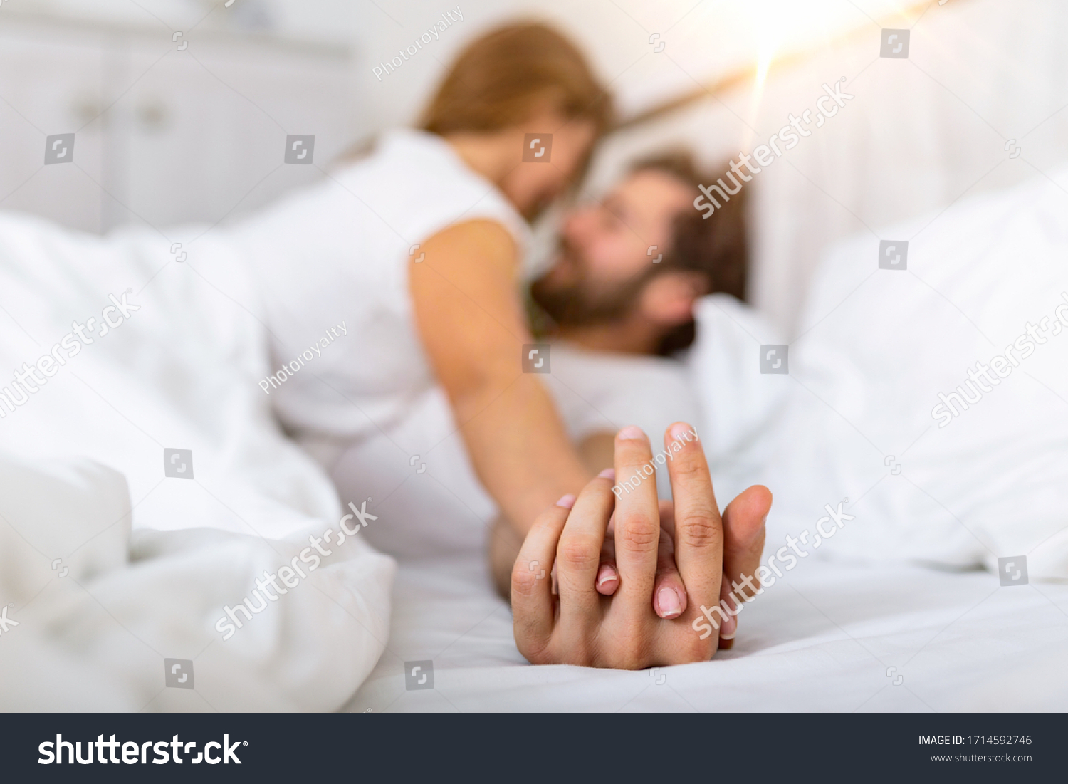 Romantic Couple Bed Enjoying Sensual Foreplay Stock Photo (Edit Now ...