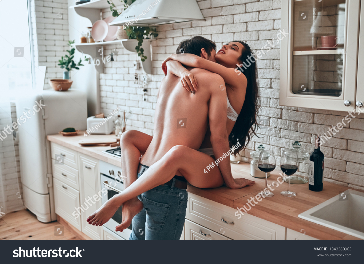 romantic sex in kitchen