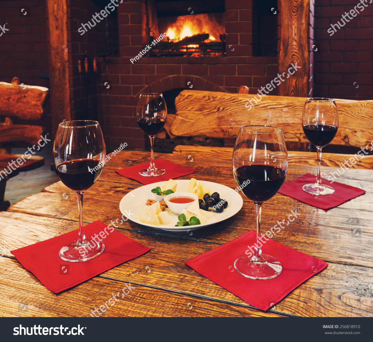 Romantic Dinner Two Near Fireplace Wine Stock Photo Edit Now 256818910,Mid Century Modern Dining Room Art