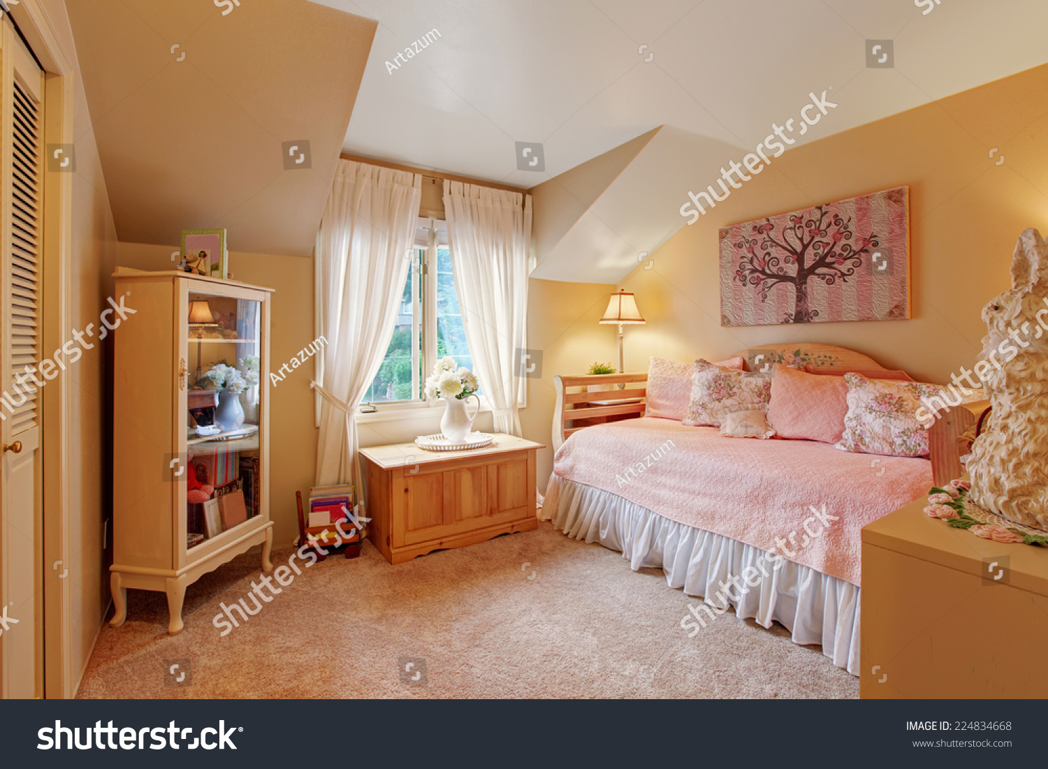 Romantic Girls Bedroom Interior Soft Tones Stock Photo Edit