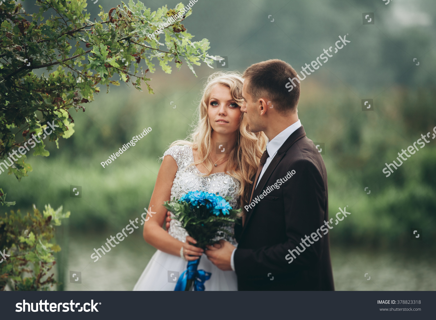 Romantic Wedding Couple Man Wife Posing Stock Photo Edit Now