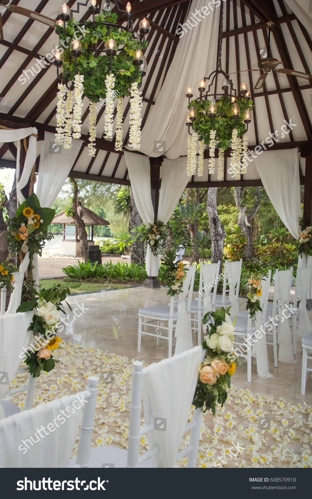 Romantic Wedding Setup Gazebo Stock Photo Edit Now 608570918