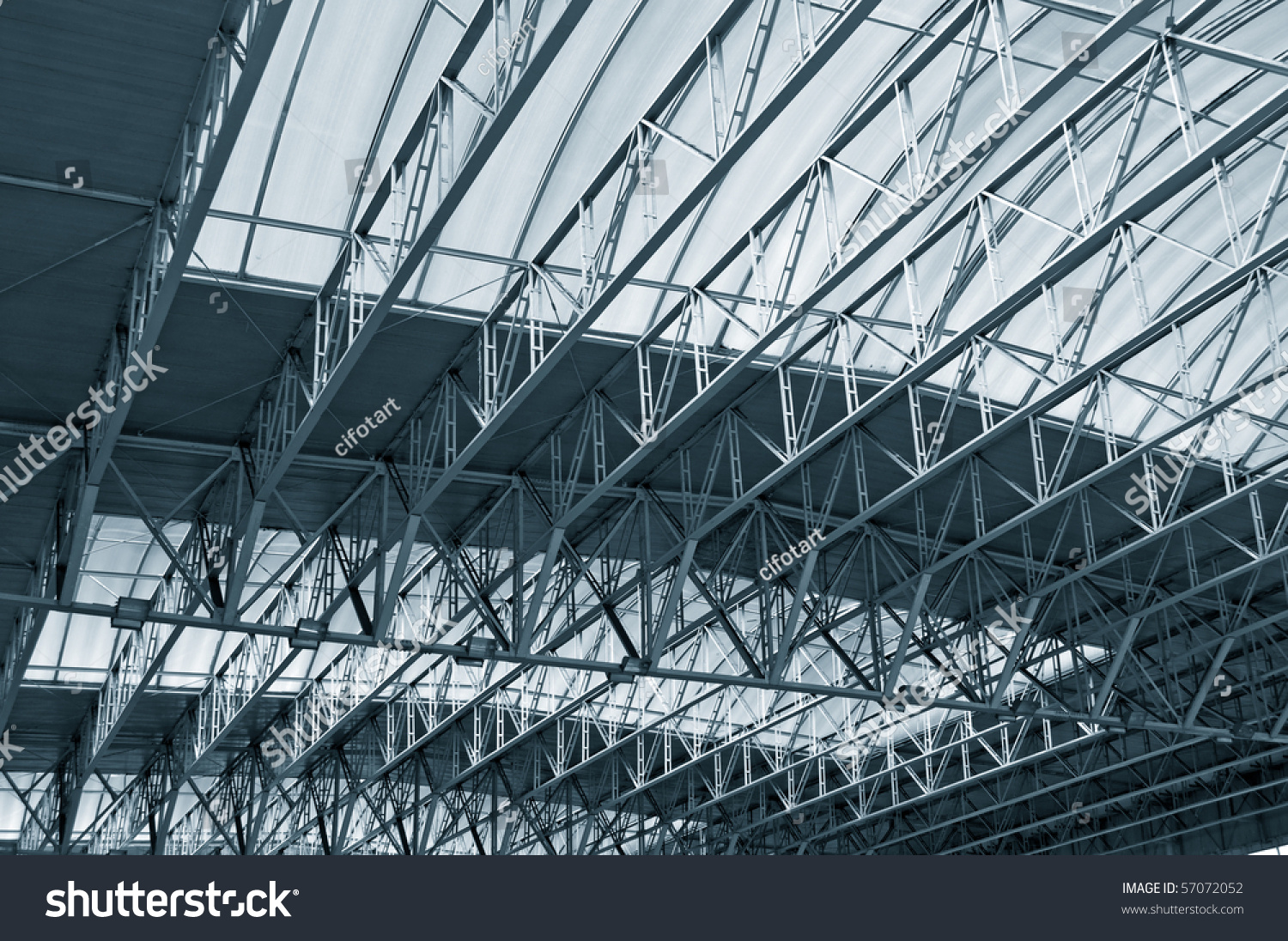 Roof Construction Made Of Metal And Glass Stock Photo 57072052 ...