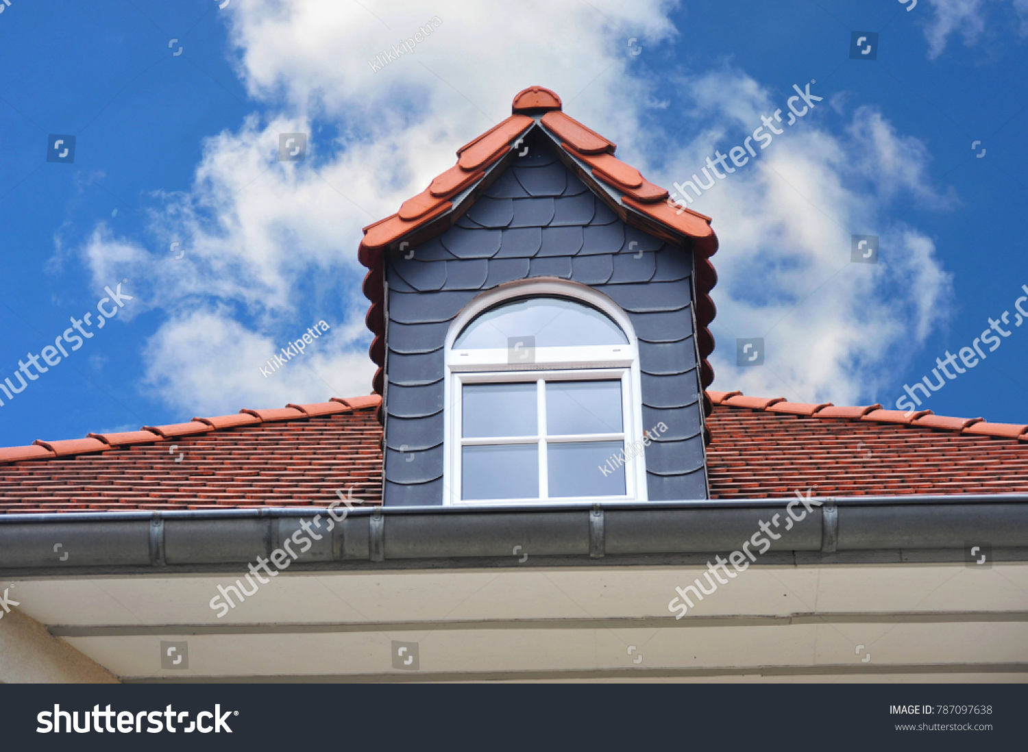 Roof Dormer Windows On Residential Building Stock Photo 787097638