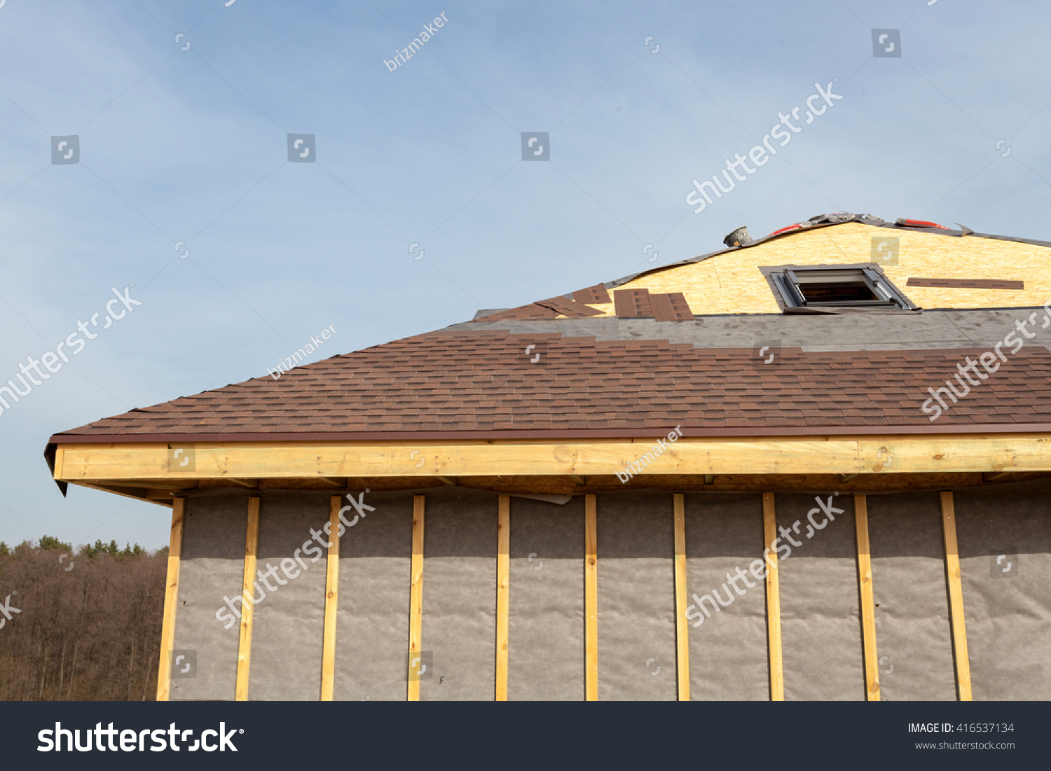 Roofing Construction Building New Brick House Stock Photo Edit