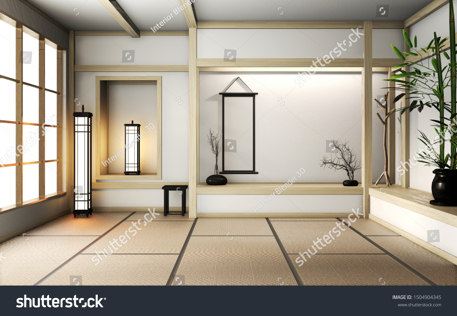 Room Very Zen Style Decoration Japanese Stock Illustration 1504904345