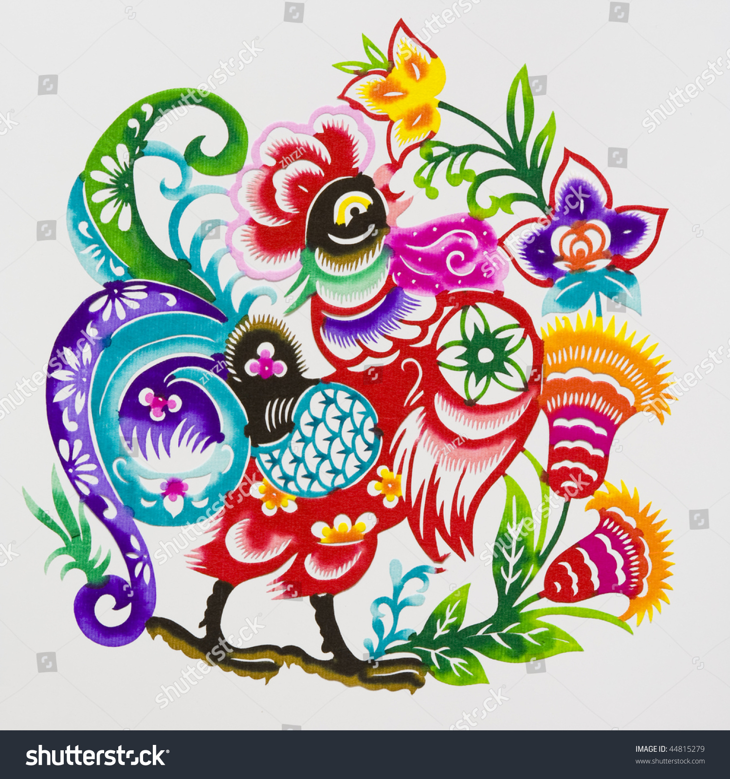 Rooster,This Is A Picture Of Chinese Paper Cutting, Representing The ...