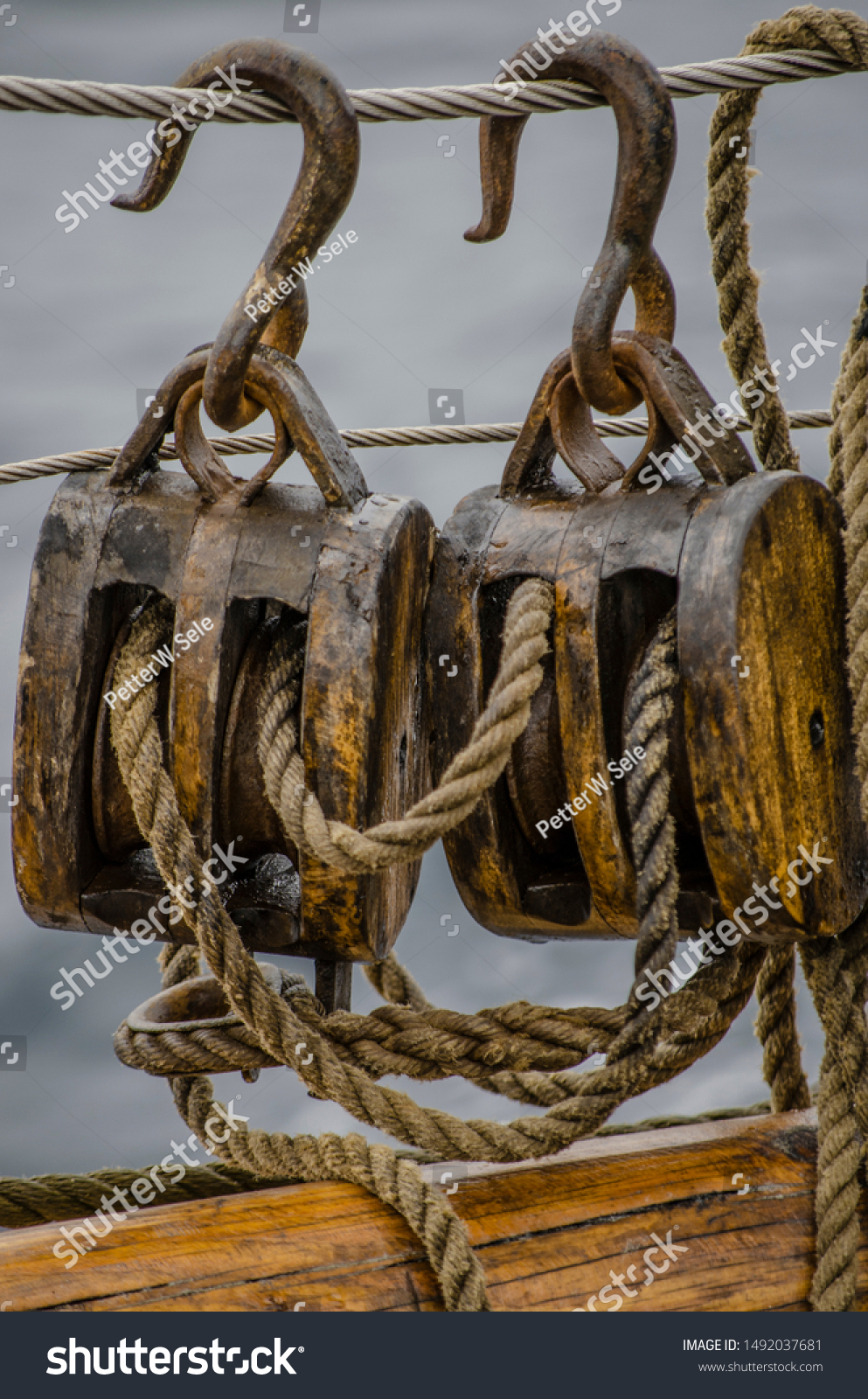 old rope pulleys