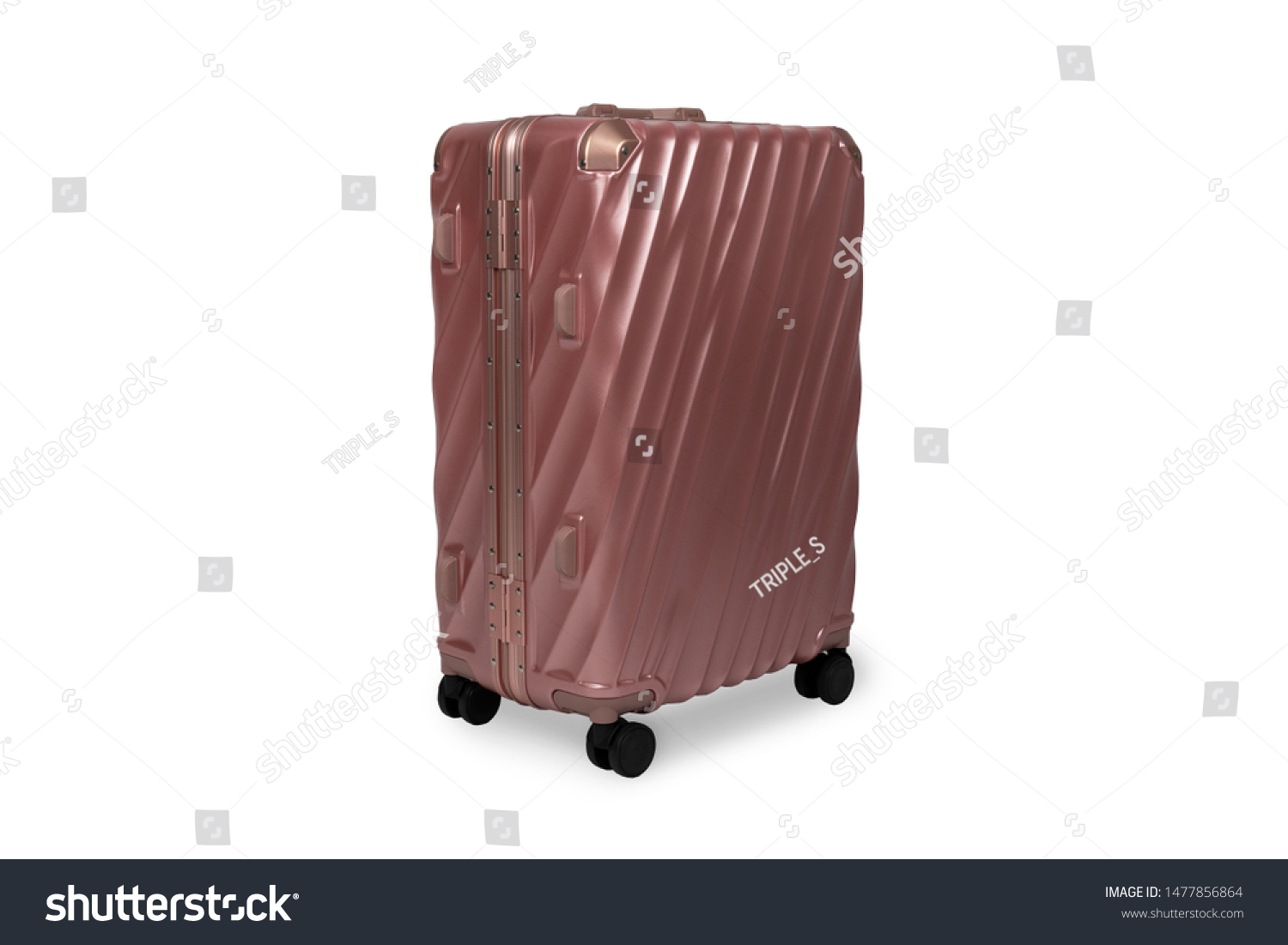 white and rose gold suitcase