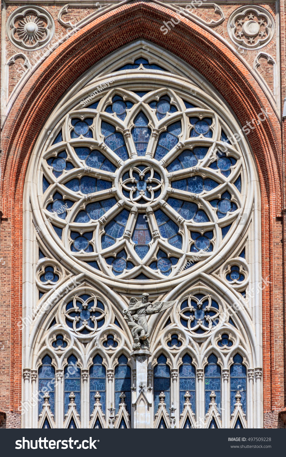 Rosette Stained Glass On Front Cathedral Stock Photo Edit Now