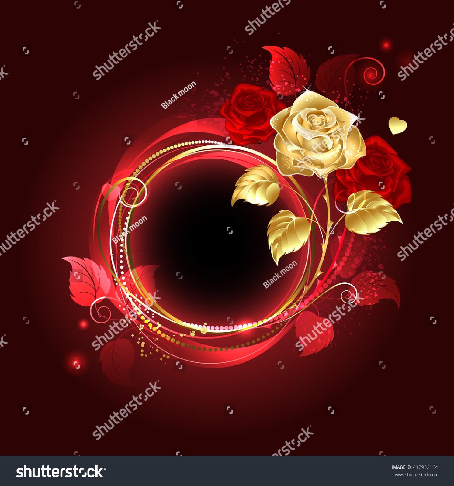 Round Banner Gold Red Rose On Stock Illustration 417932164 - Shutterstock