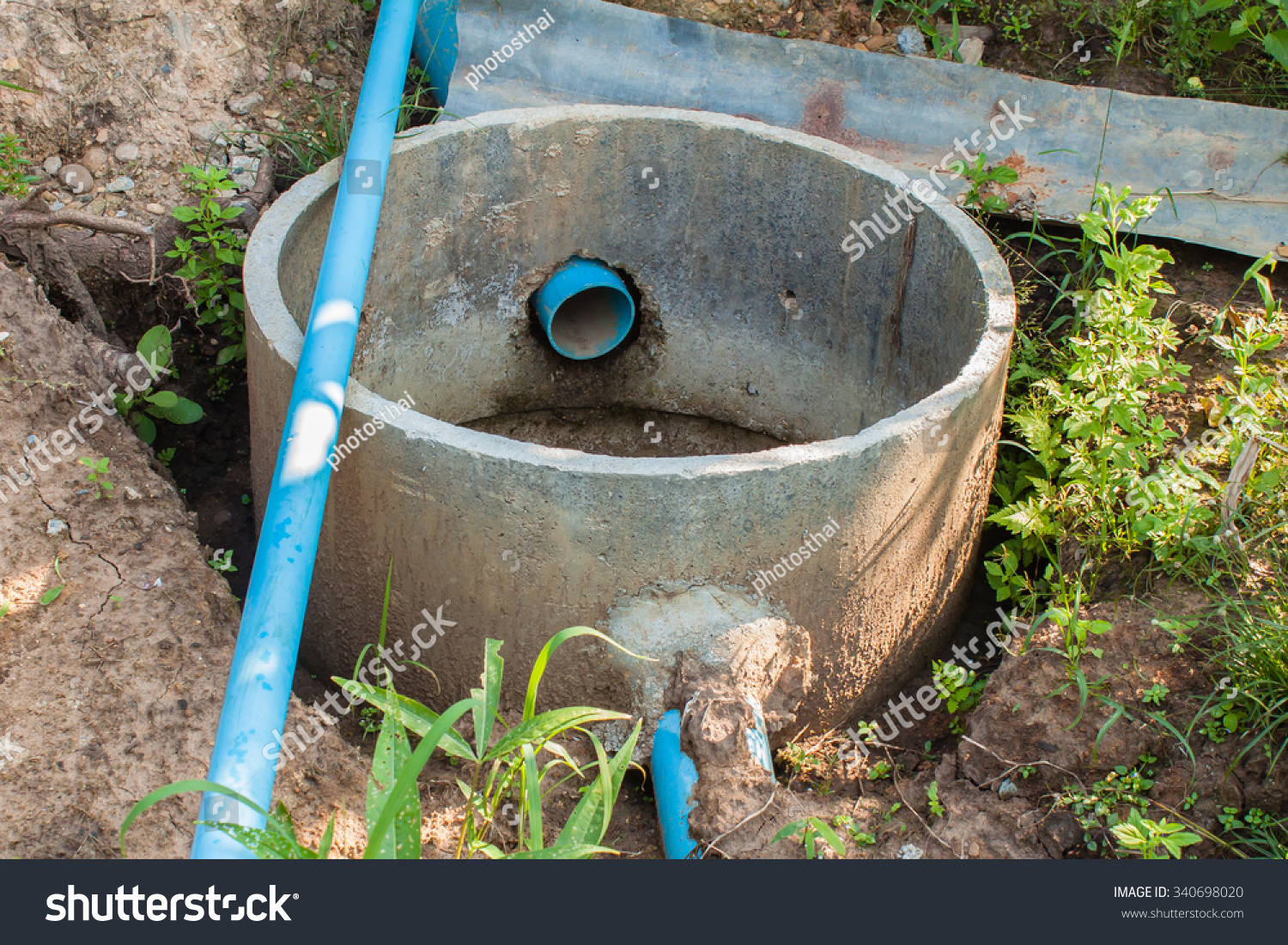 Round Cement Septic Tank For Treat Sewage Water Stock Photo 340698020 ...