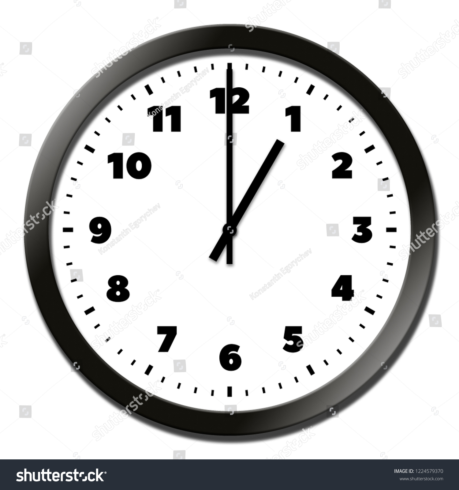 Round Clock Face Showing One Oclock Stock Illustration 1224579370