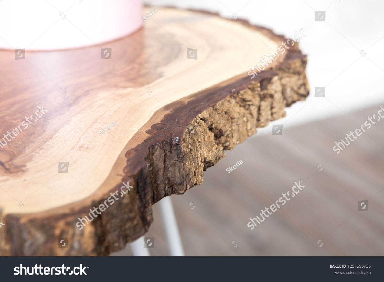 Round Coffee Table Live Edge Walnut Stock Photo Edit Now 1257596956