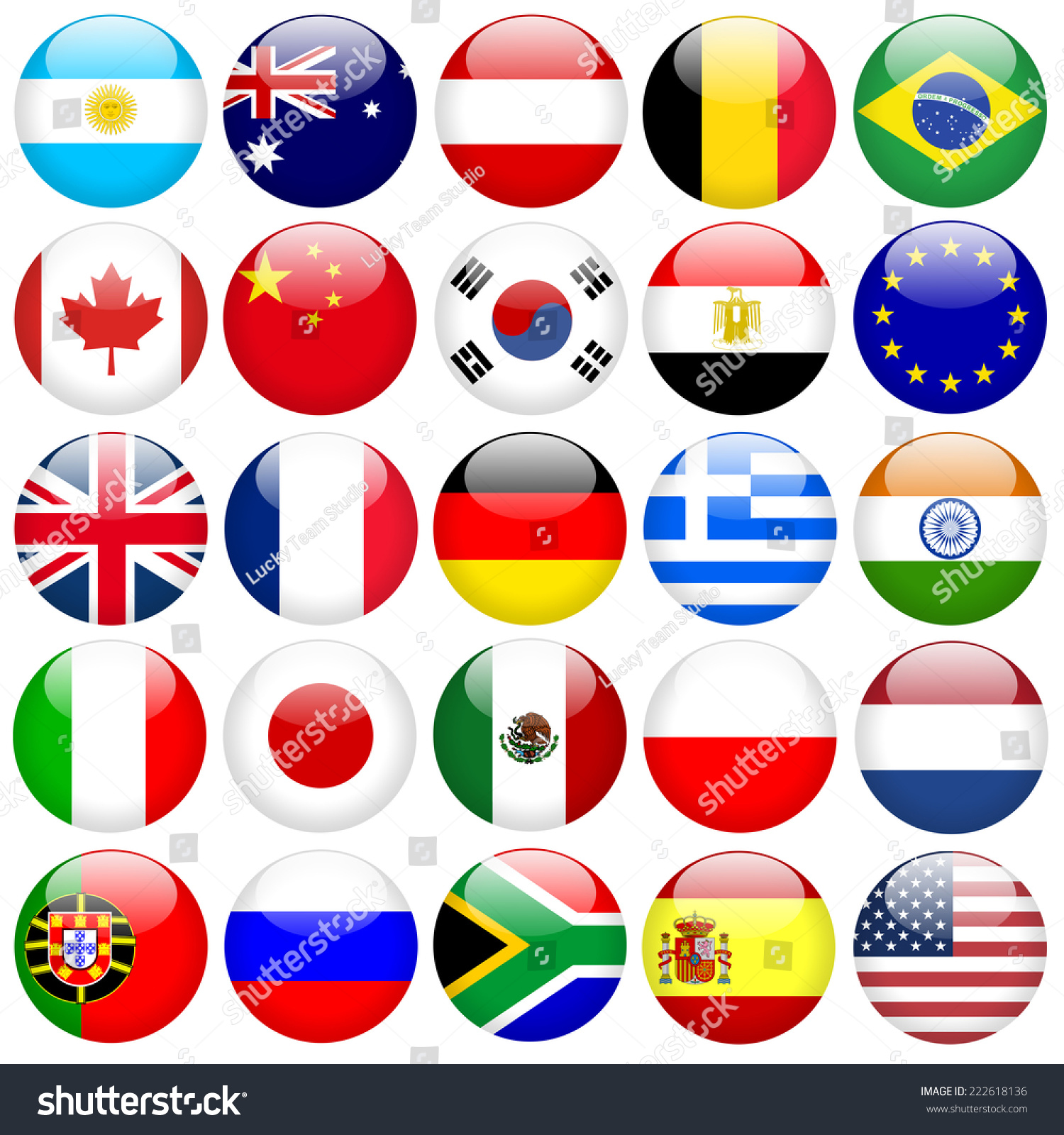 Round Flag Buttons Stock Photo 222618136 : Shutterstock