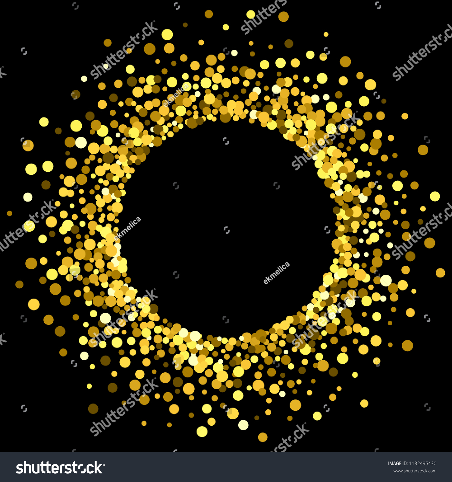 Round Gold Frame Border Glitter Particles Stock Illustration 1132495430