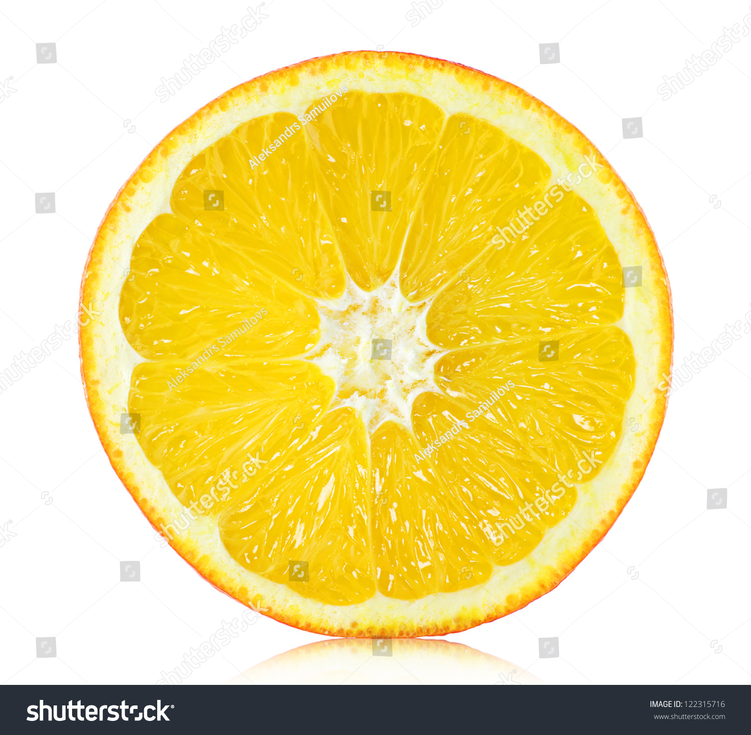 Round Orange Slice Closeup On A White Background Stock Photo 122315716 ...