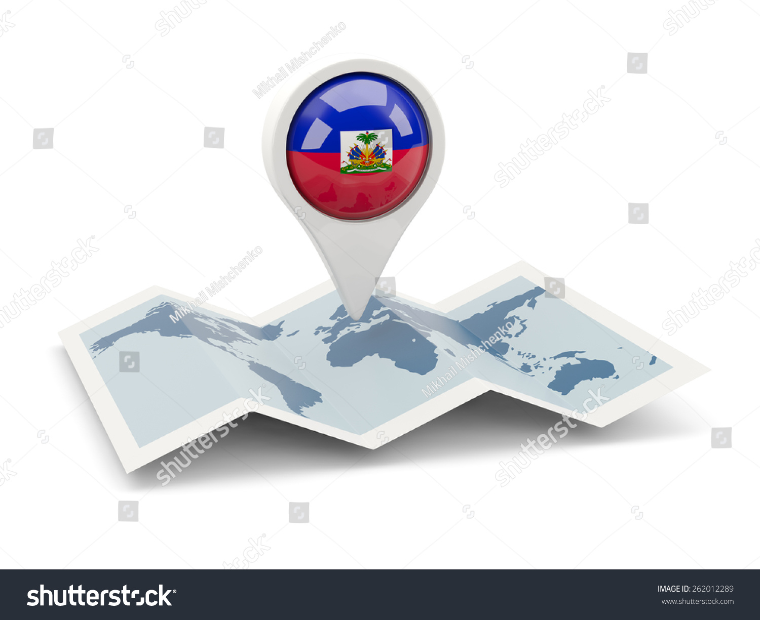 Round Pin Flag Haiti On Map Stock Illustration 262012289 Shutterstock