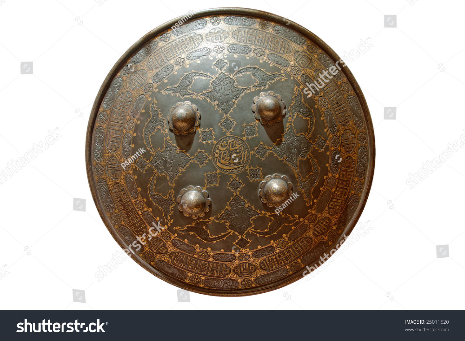 Round Shield Is Isolated On White Stock Photo 25011520 : Shutterstock