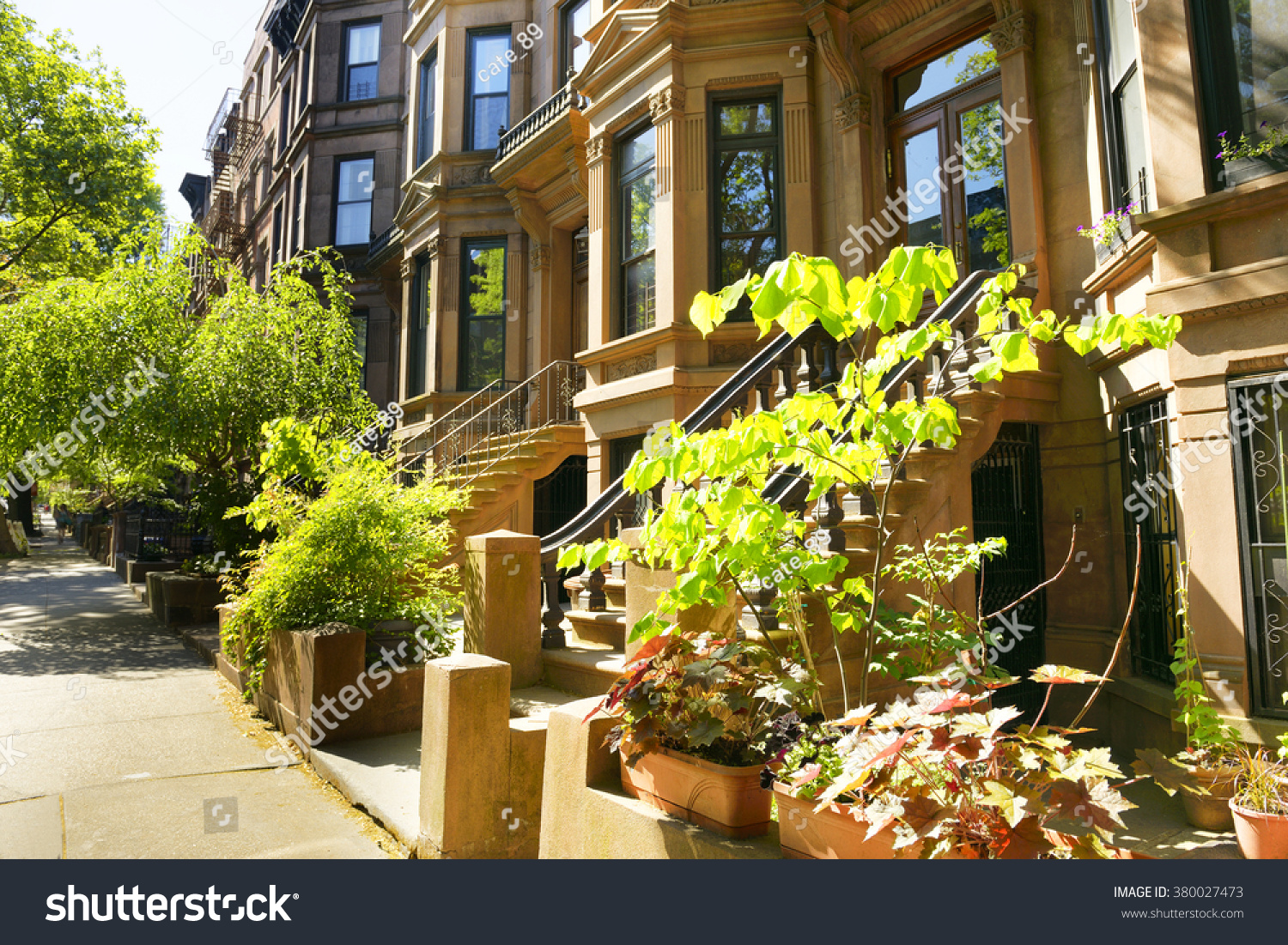 Row Of Brownstone In New York City Stock Photo 380027473 : Shutterstock