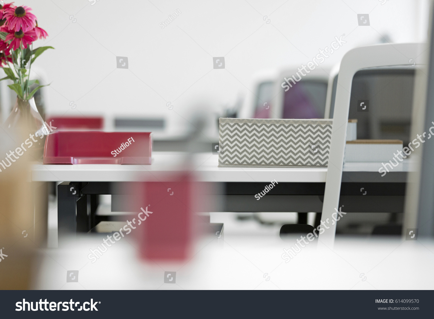 Row Modern Office Desks Chairs Stock Photo Edit Now 614099570
