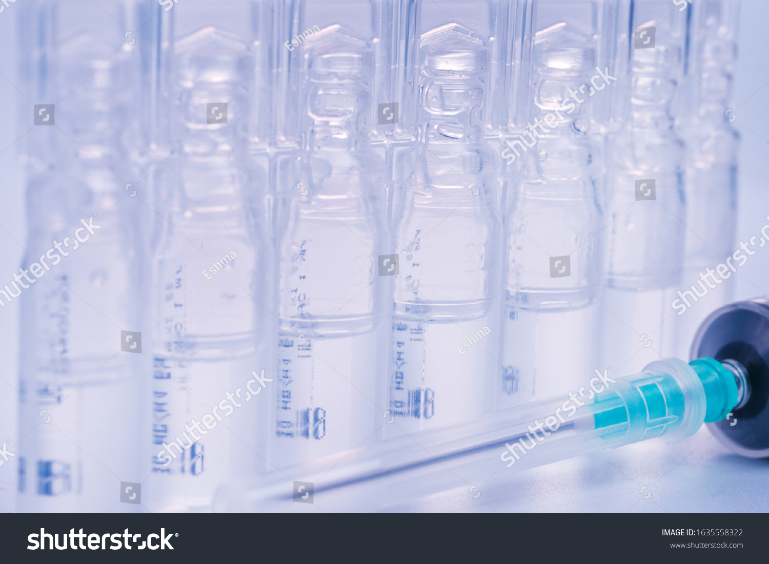 Row Plastic Ampules Syringe Health Treatment Stock Photo 1635558322 ...