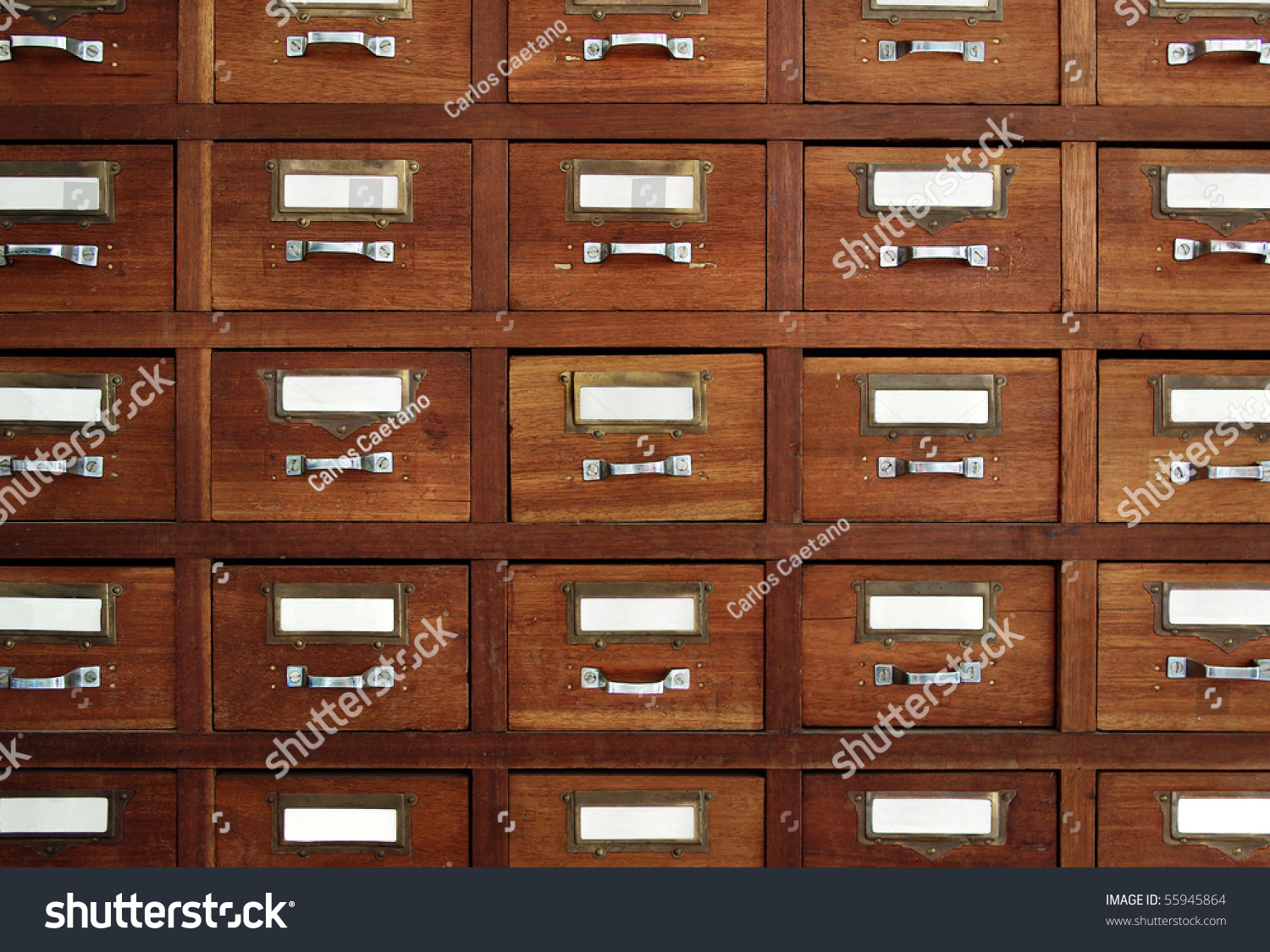 Rows Little Drawers White Empty Tags Royalty Free Stock Image