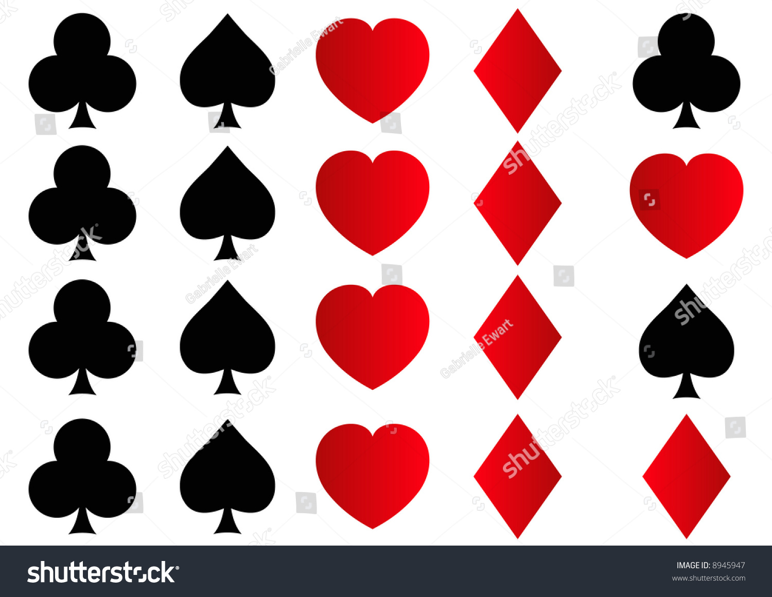 Rows Spades Clubs Hearts Diamonds Shapes Stock Illustration 8945947 ...