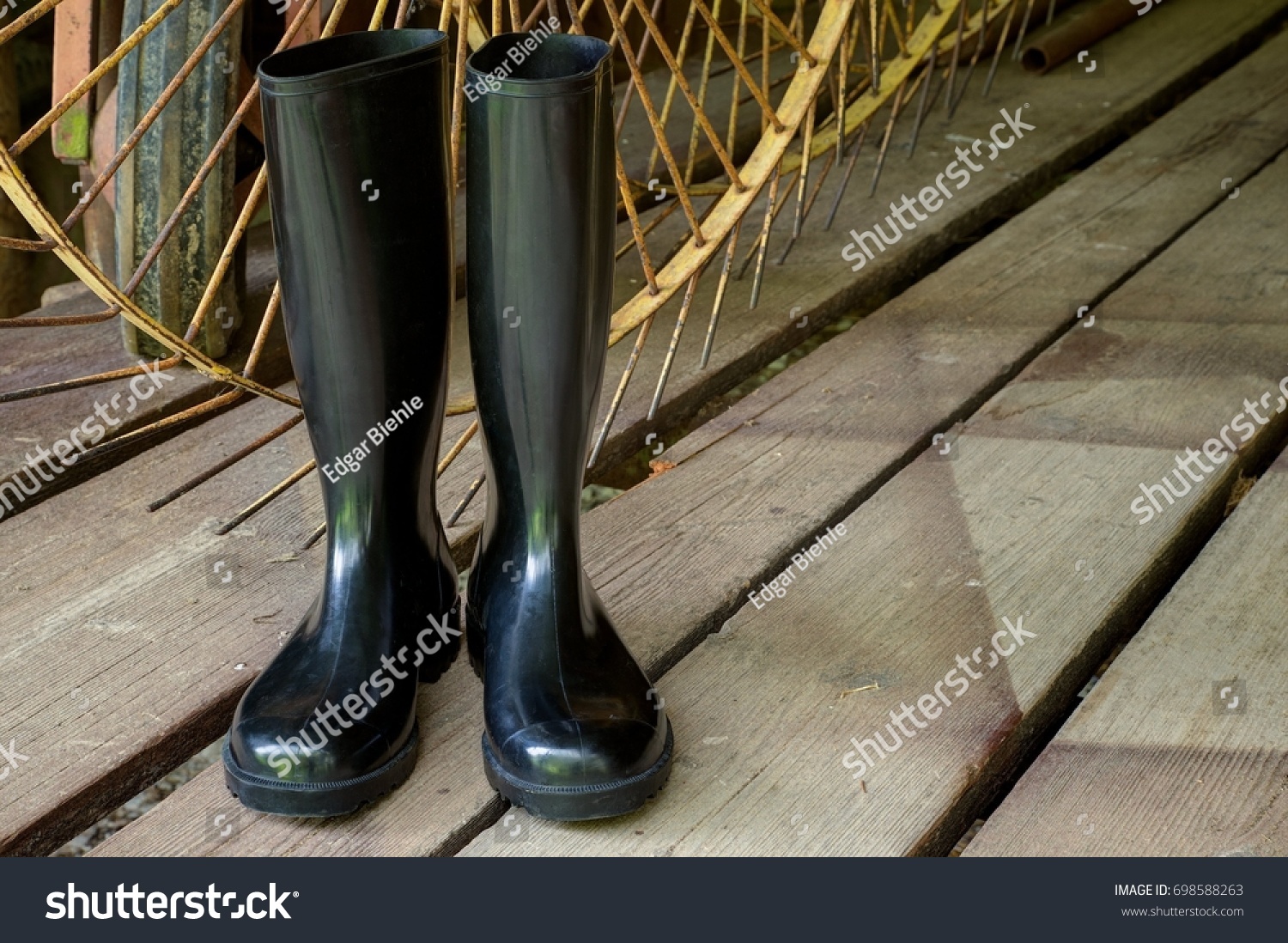 shiny rubber boots