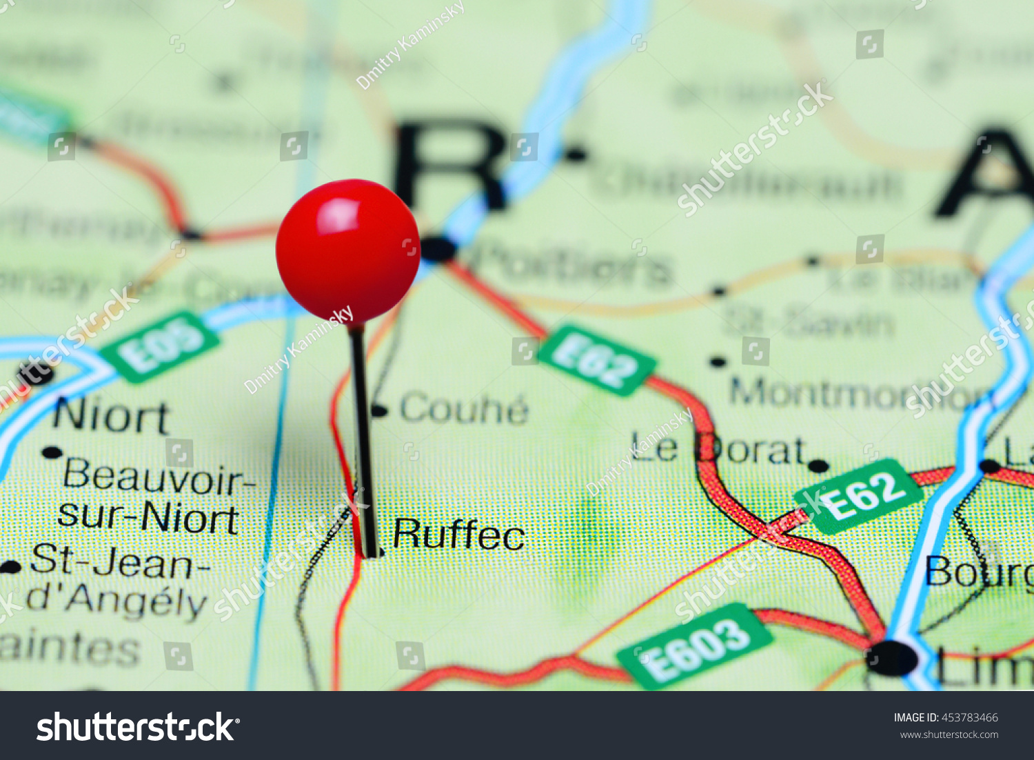 Ruffec In France Map Ruffec Pinned On Map France Stock Photo 453783466 | Shutterstock