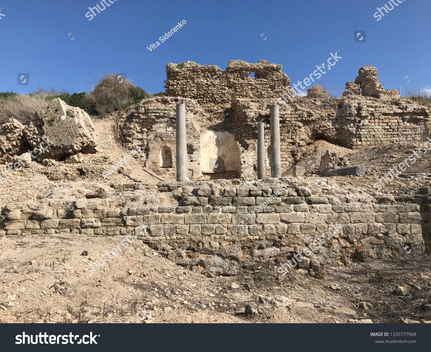 Ruins Fortress By Sea Ashkelon Israel Stock Photo Edit Now 1335777968