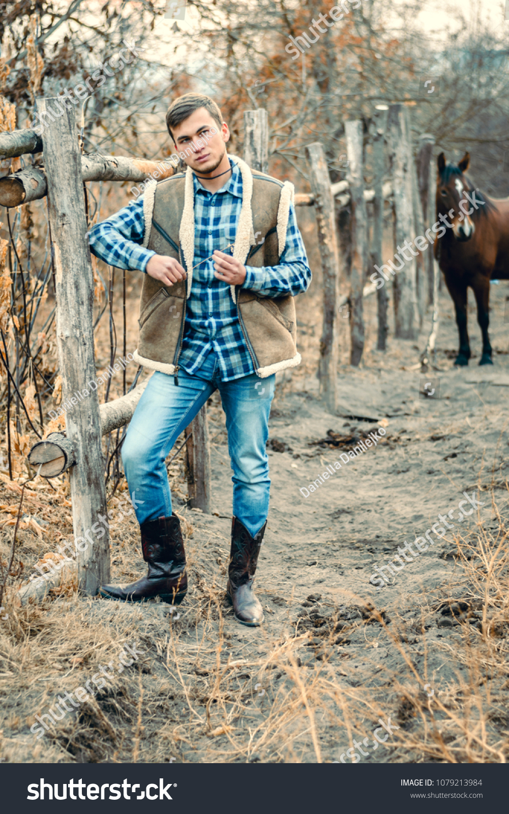 Rural Man Wearing Cowboy Boots Skirt 