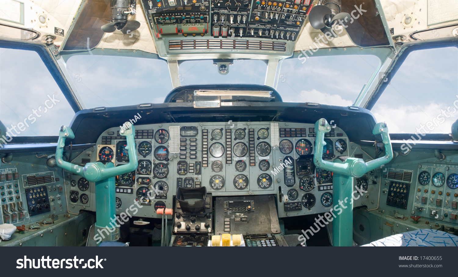 Russian Airplane Cockpit. Equipment And Controls Closeup Stock Photo ...