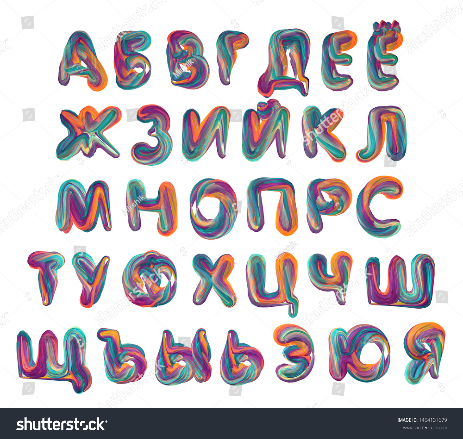 Russian Alphabet Letters 3d Render Color Stock Illustration 1454131679 ...