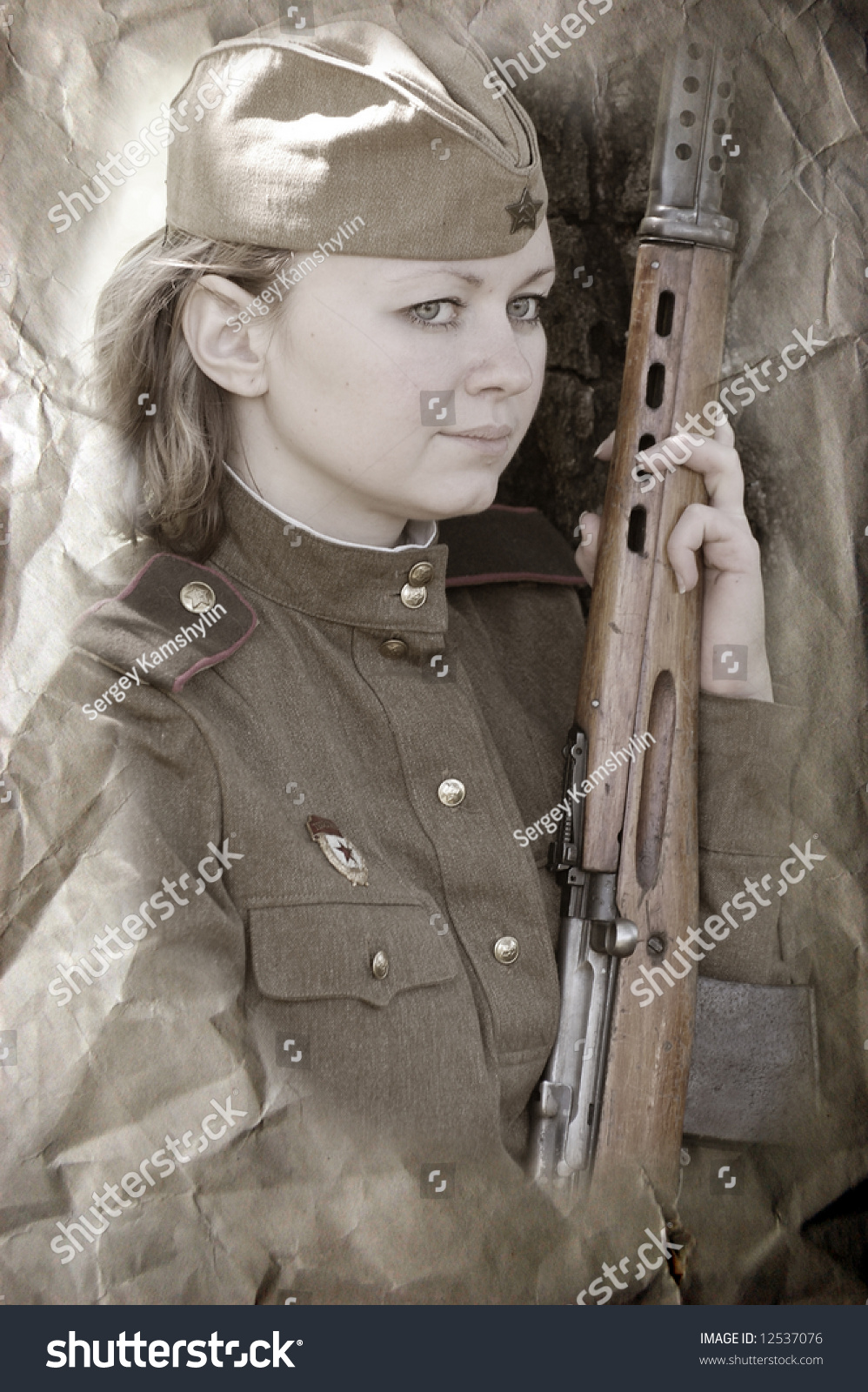 Russian Girl Soldier Ww2 Reenacting Stock Photo 12537076 - Shutterstock