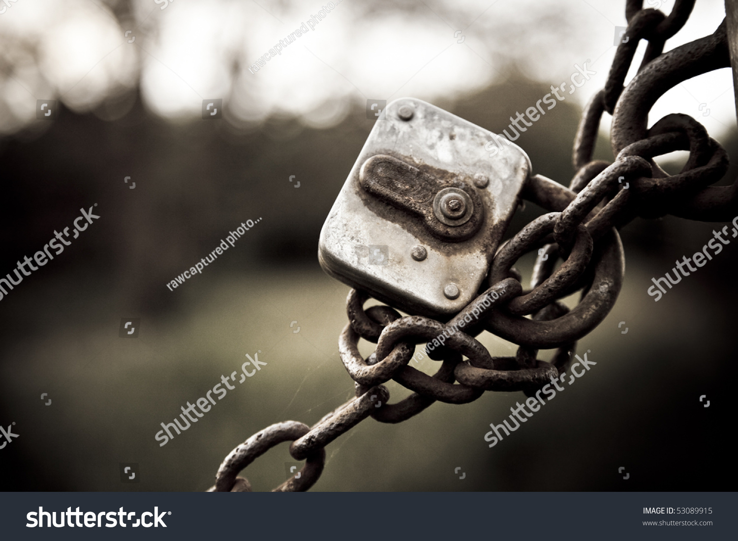 Rusted Lock With Chain Stock Photo 53089915 : Shutterstock