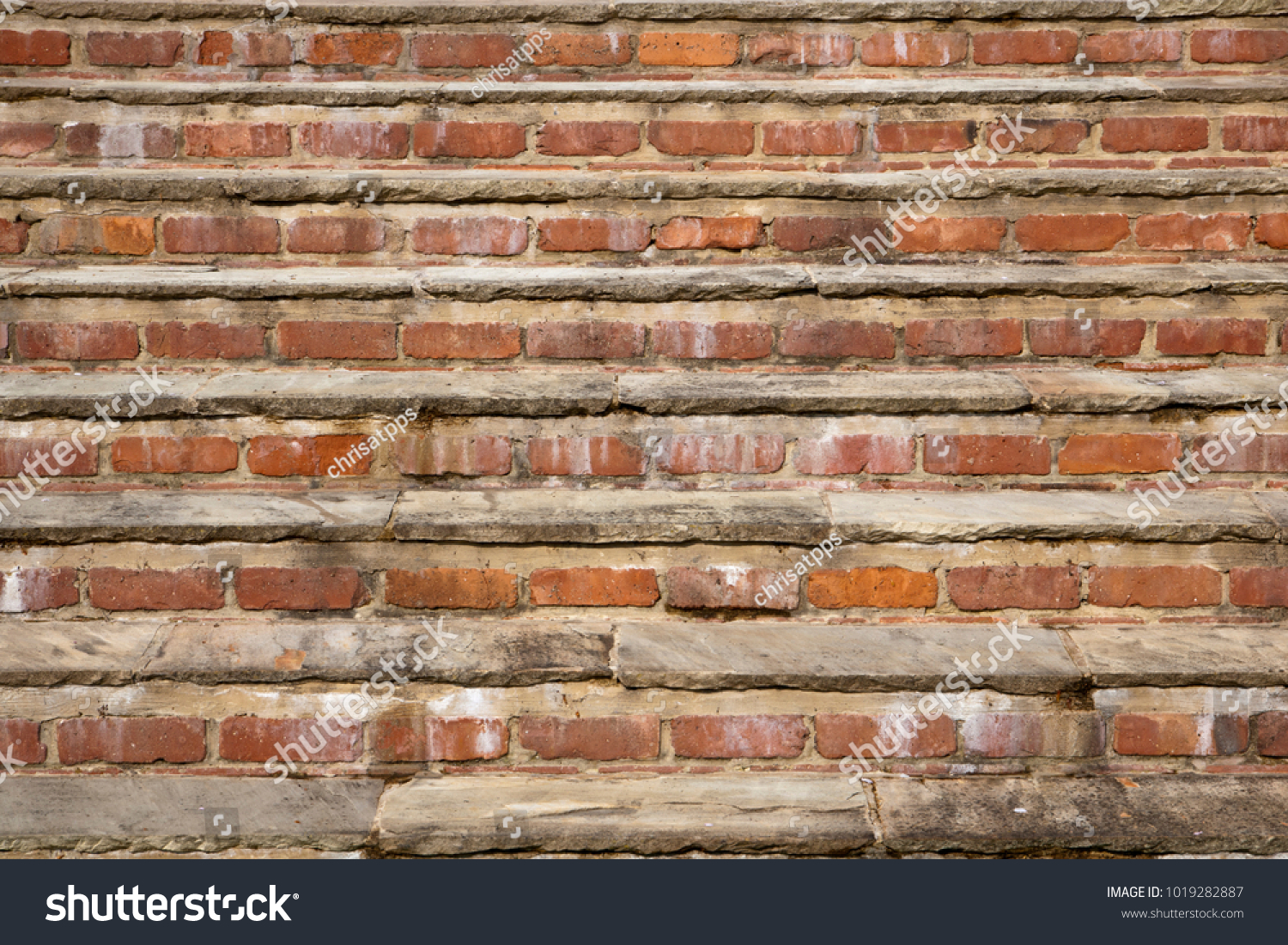 Rustic Stone Slab Red Brick Steps Stock Photo Edit Now