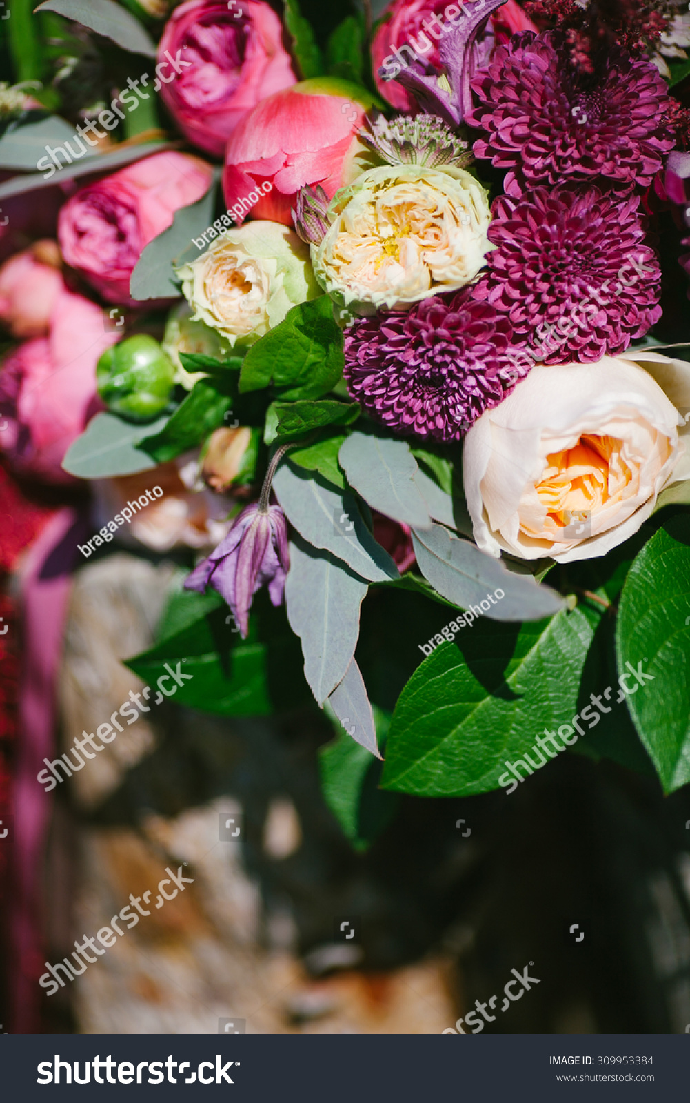 Rustic Style Wedding Bouquet Of Purple Flowers Rustic Style Wedding Bouquet Of Purple Flowers