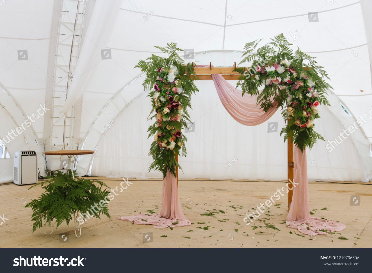 Rustic Style Wedding Decor Ceremony Arch Stock Photo 1219796806