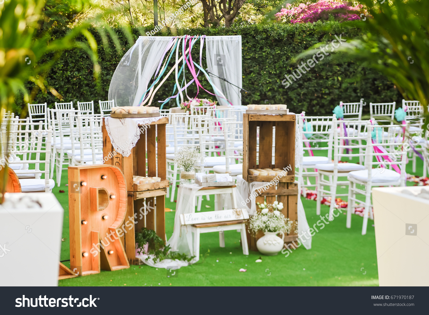 Rustic Wedding Outdoor Photo Zone Hand Stock Photo Edit Now