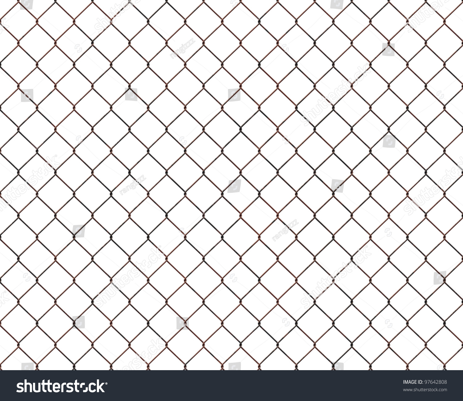 Rusty Chain Link Fence Isolated On Stock Illustration