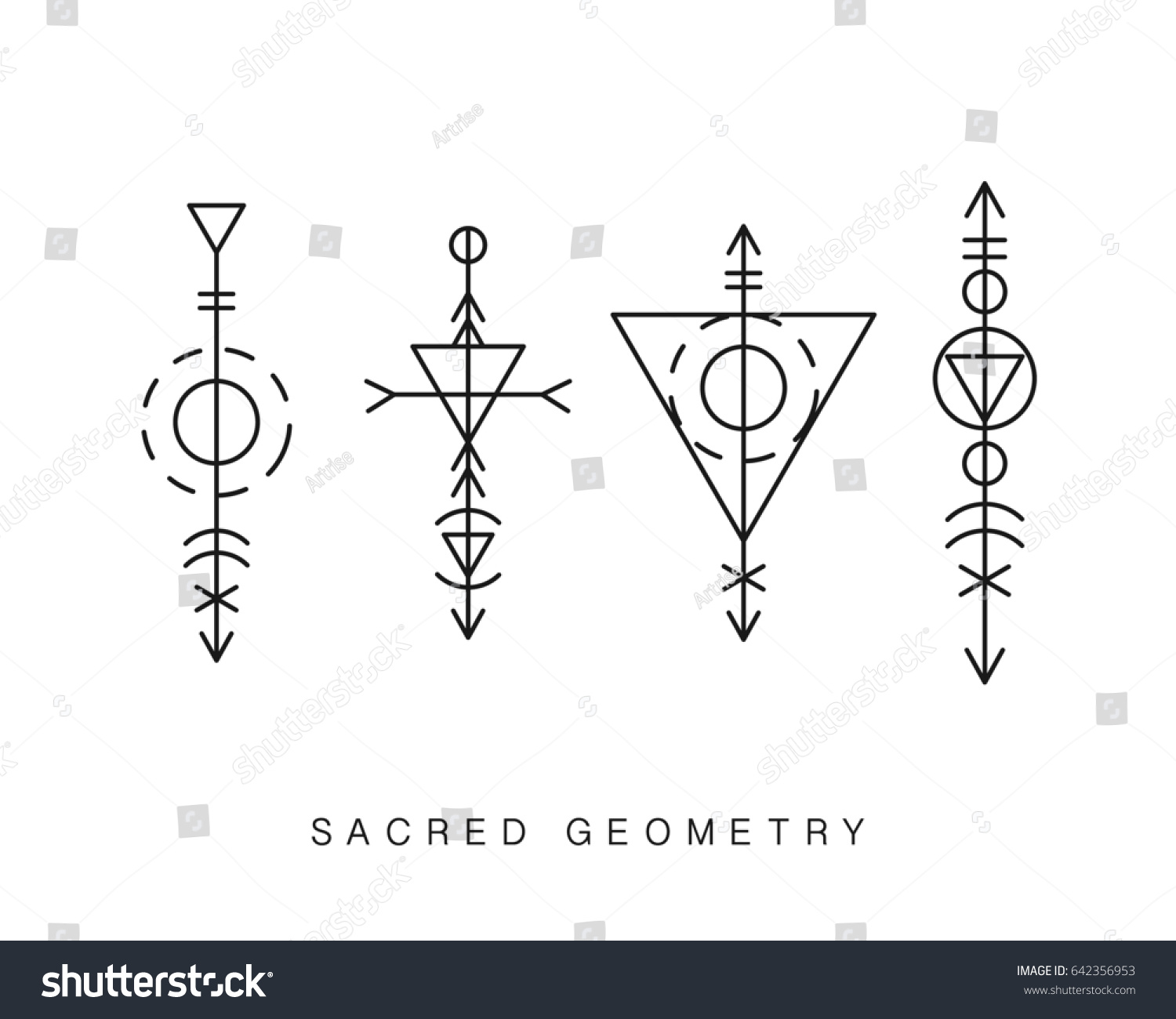 Sacred Geometry Signs Set Linear Modern Stock Illustration 642356953 ...