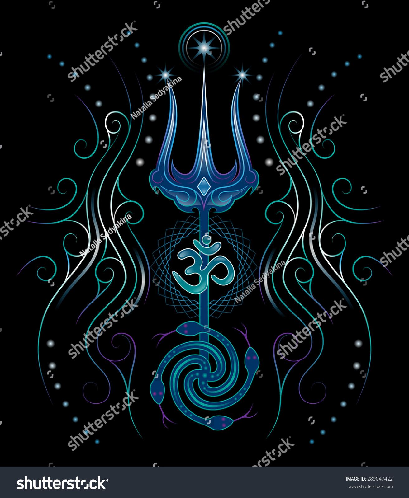 Sacred Symbols Shaivism Trishula Symbol Om Stock Illustration 289047422 ...